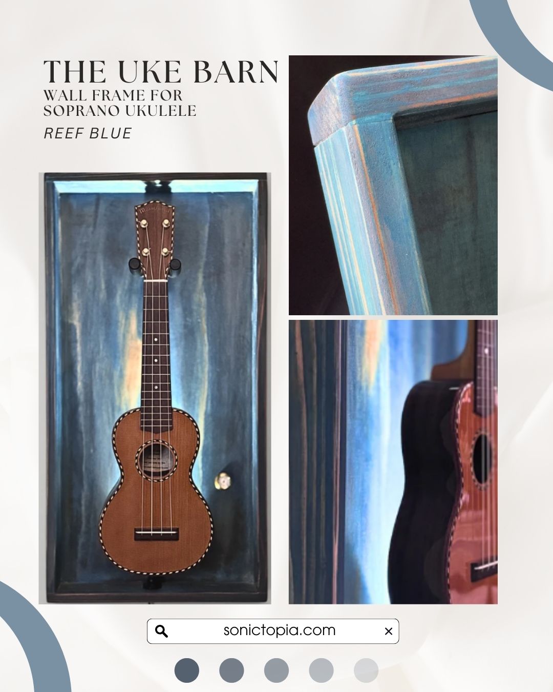 The Uke Barn - Wall frame for Soprano Ukulele - Relic Series - Reef Blue