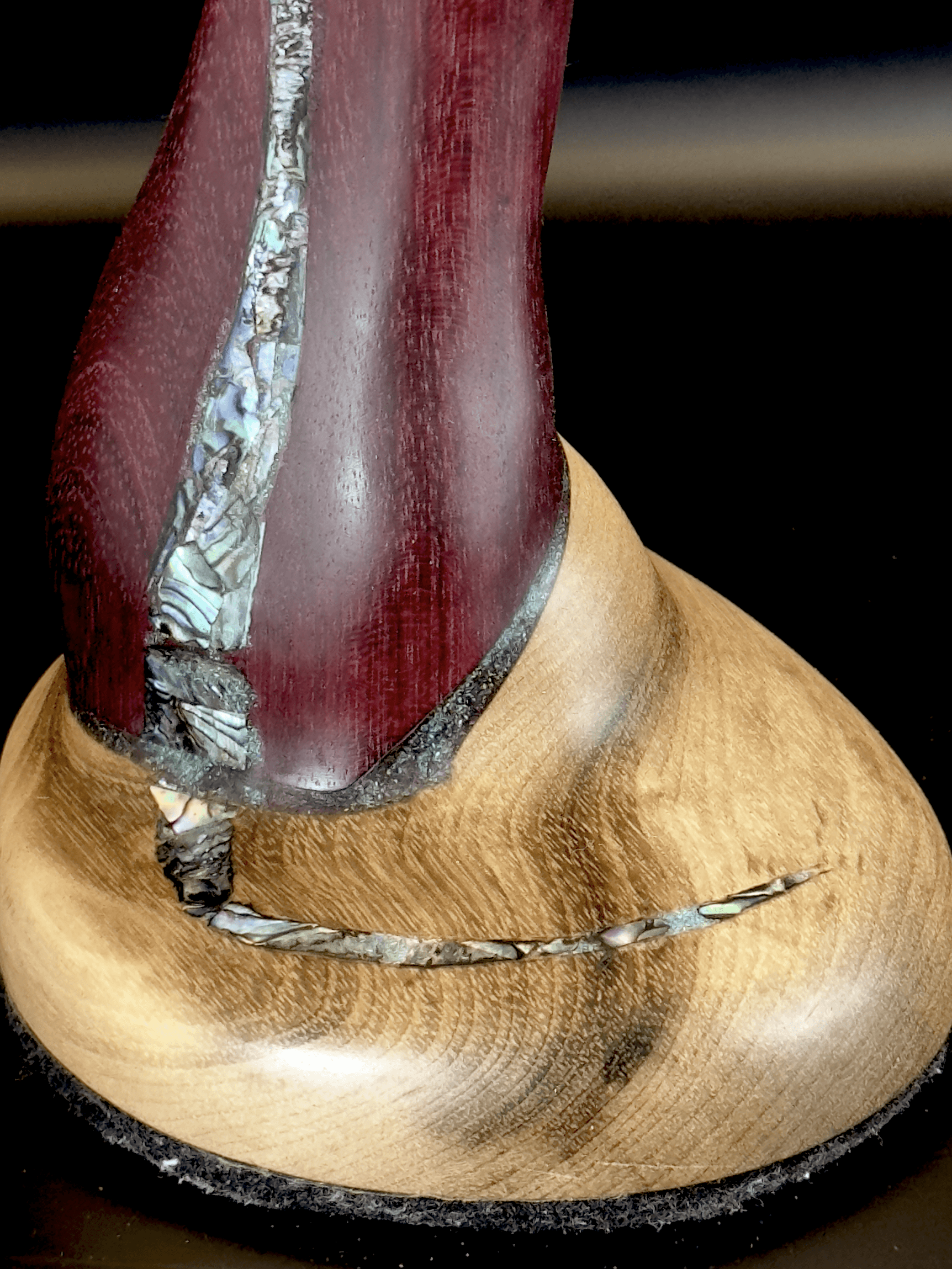 Base construction of purple heart headphone stand