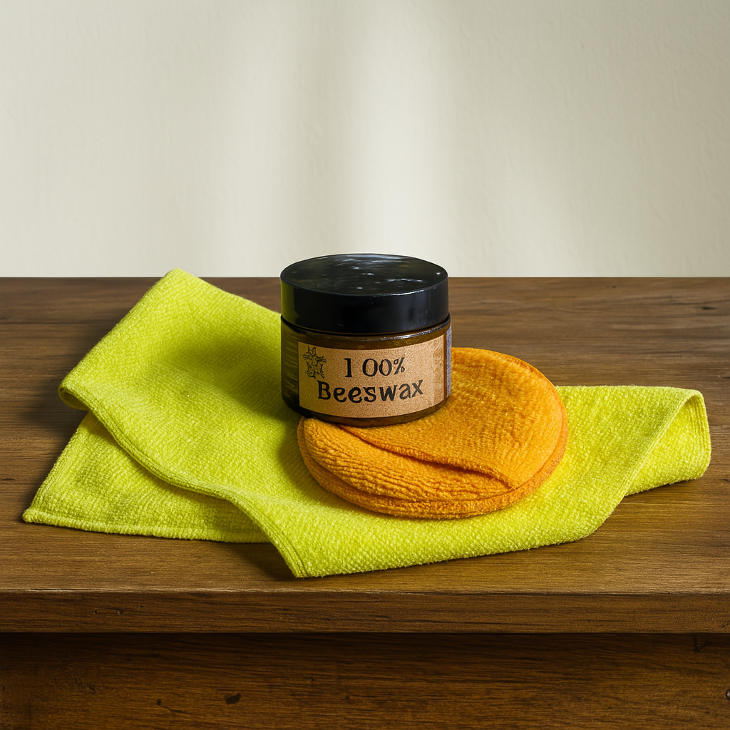 Natural wood polishing kit with orange oil and carnauba wax