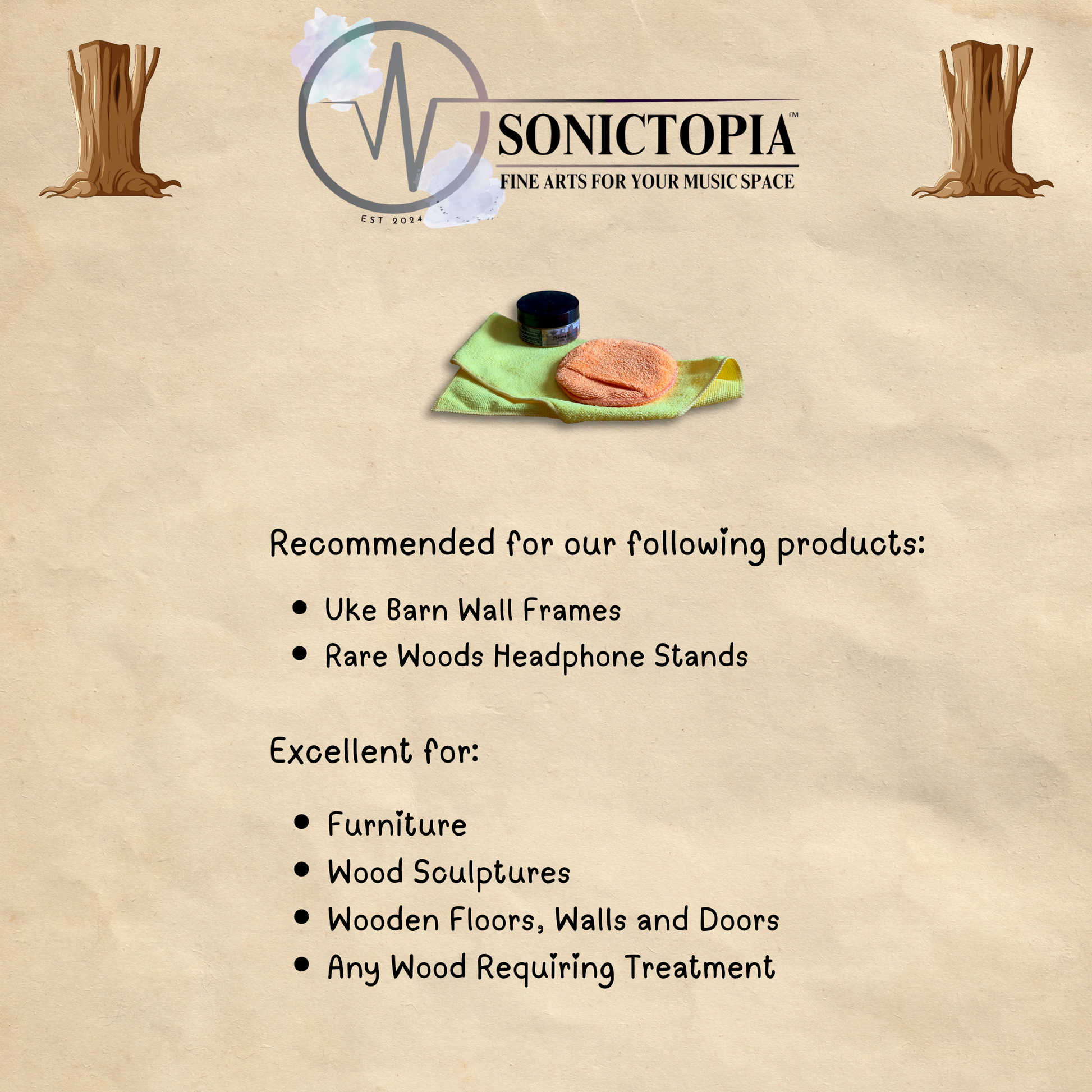 Natural Wood Polishing Kit Orange Eucalyptus Carnauba Wax Furniture & Art Care - SONICTOPIA