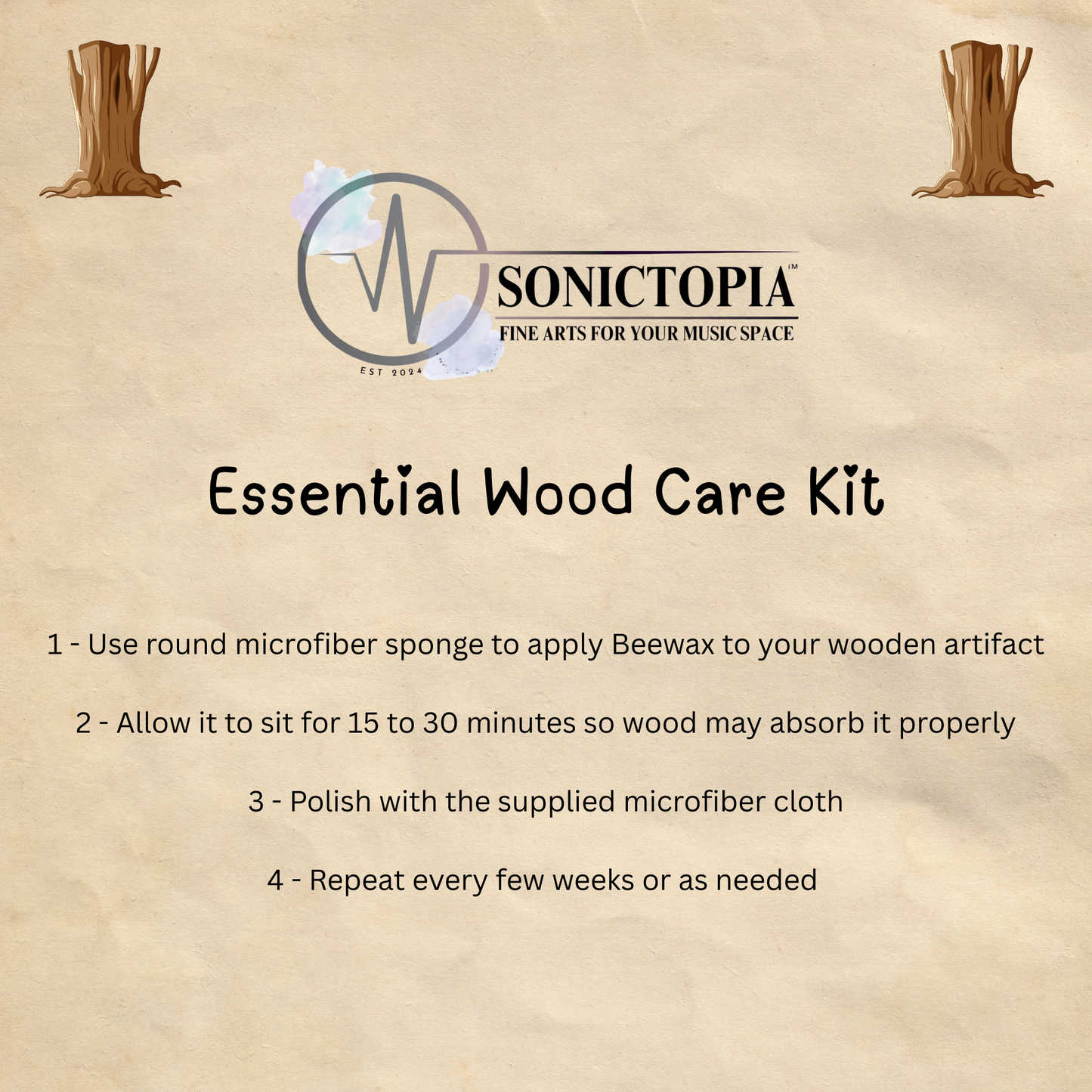 Application instructions for natural wood polish and wax