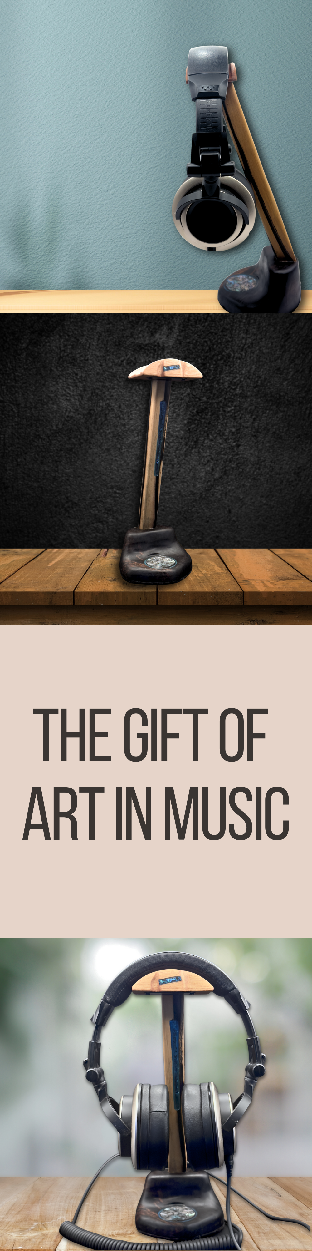 Rosewood headphone stand with premium finish detail