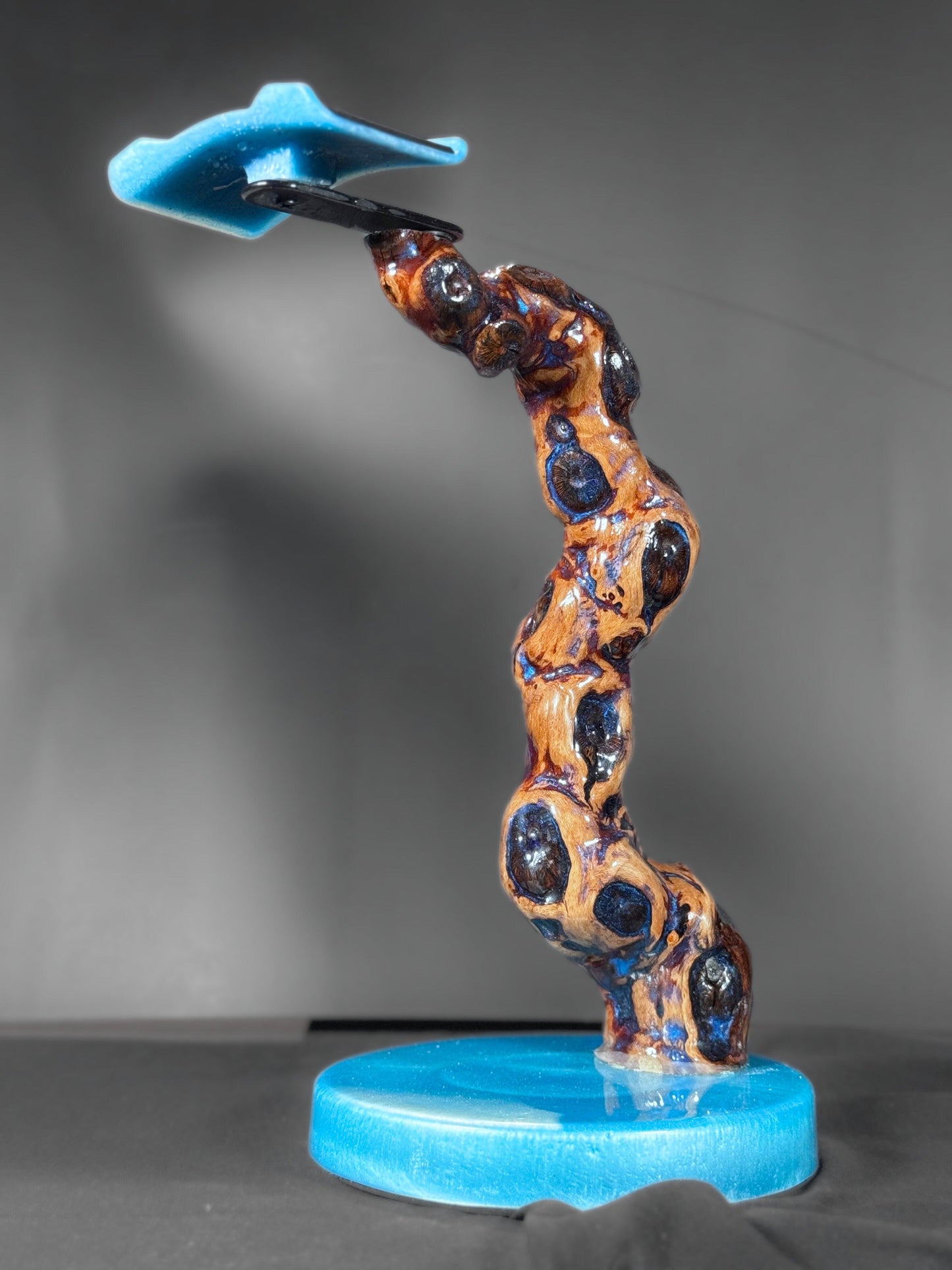 Driftwood headphone stand as natural decor piece