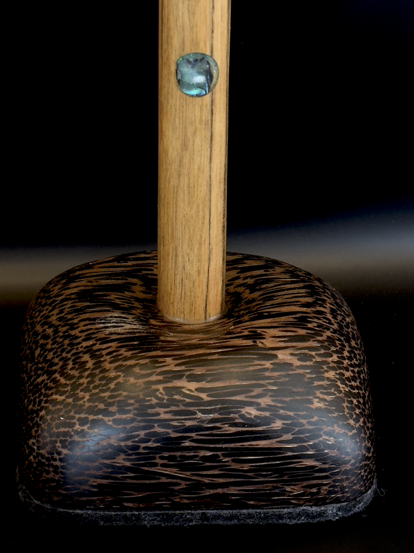 Exotic Woods Headphone Stand with Abalone Inlay - Handmade Studio Decor | Great Gift for Audiophile, Producer, DJ, Gamer, Art Collector