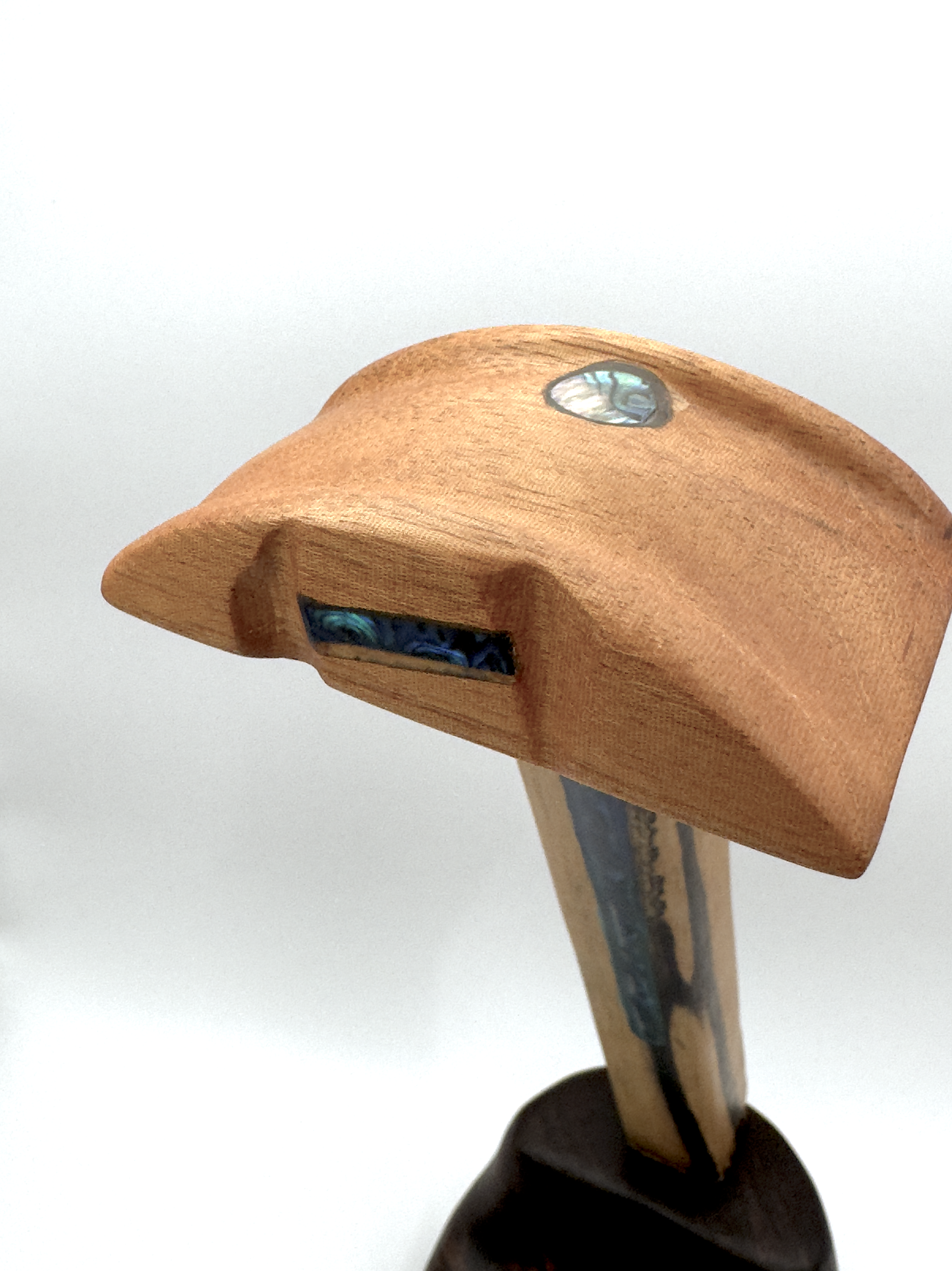 Exotic Woods Headphone Stand with Abalone Inlay - Handmade Studio Decor | Great Gift for Audiophile, Producer, DJ, Gamer, Art Collector