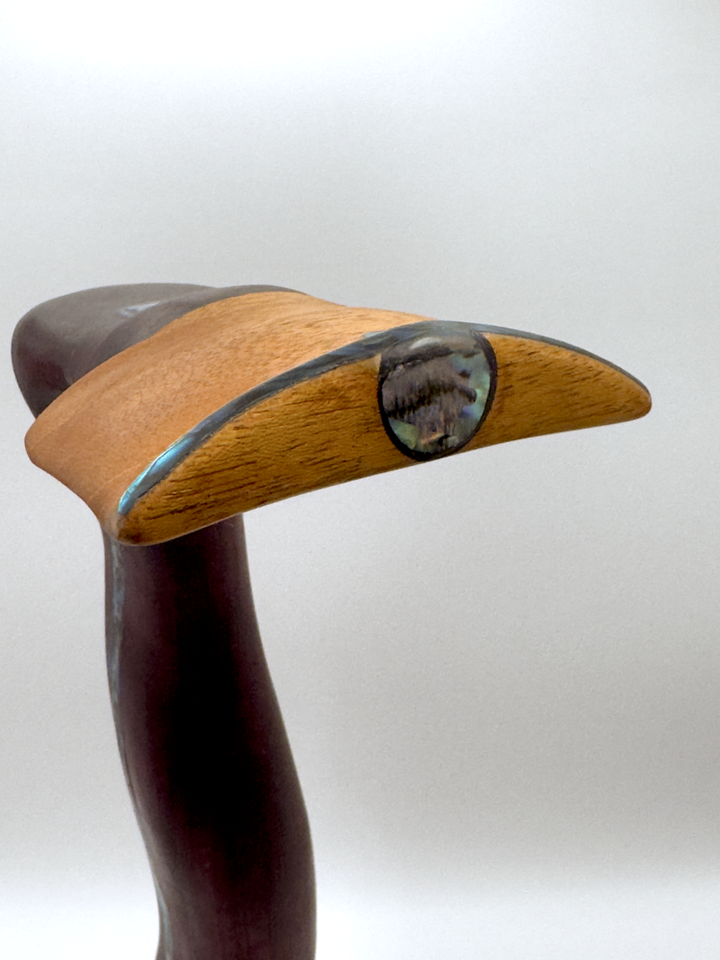 Exotic Woods Headphone Stand with Abalone Inlay - Handmade Studio Decor | Great Gift for Audiophile, Producer, DJ, Gamer, Art Collector