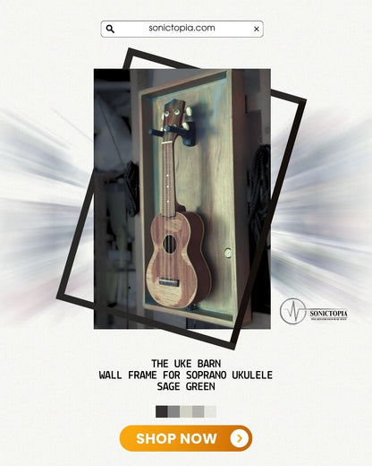 The Uke Barn - Wall frame for Soprano Ukulele - Relic Series - Sage Green