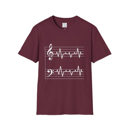 Musical Heartbeat T-Shirt  Music Lover Gift  Unisex Tee  Custom Graphic Shirt  Perfect for Concerts  Festivals and Everyday Wear