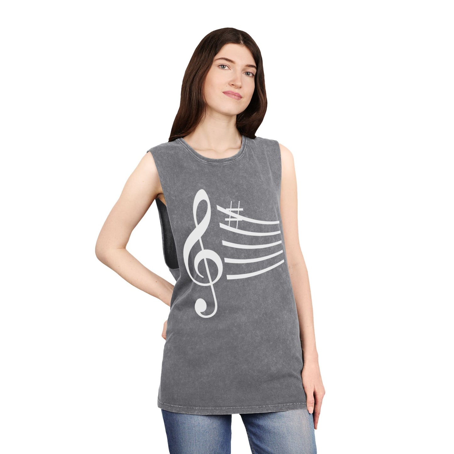Unisex Musical Stonewash Tank Top | Music Lover Gift, Festival Wear, Summer Top, Casual Style, Gift for Musicians