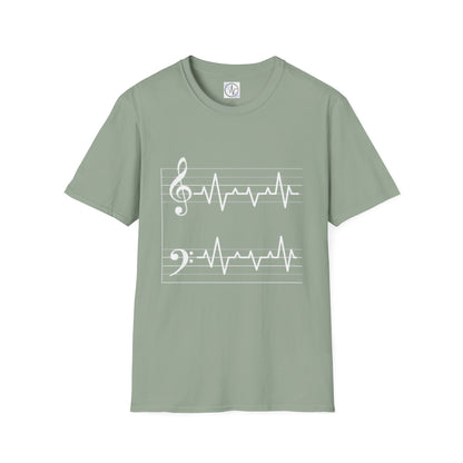 Musical Heartbeat T-Shirt  Music Lover Gift  Unisex Tee  Custom Graphic Shirt  Perfect for Concerts  Festivals and Everyday Wear
