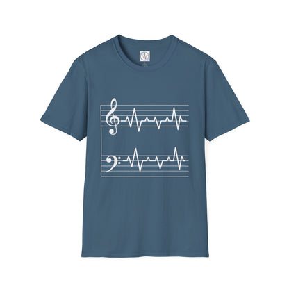 Musical Heartbeat T-Shirt  Music Lover Gift  Unisex Tee  Custom Graphic Shirt  Perfect for Concerts  Festivals and Everyday Wear