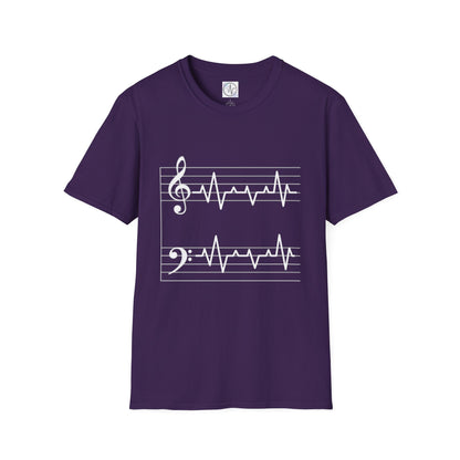 Musical Heartbeat T-Shirt  Music Lover Gift  Unisex Tee  Custom Graphic Shirt  Perfect for Concerts  Festivals and Everyday Wear