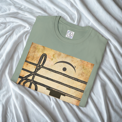 Cotton Musician Tee Shirt Design Music Note Staff Line Art Style Casual Wear Treble Clef Symbol Shirt Gift Idea For Musician Fashion Wear
