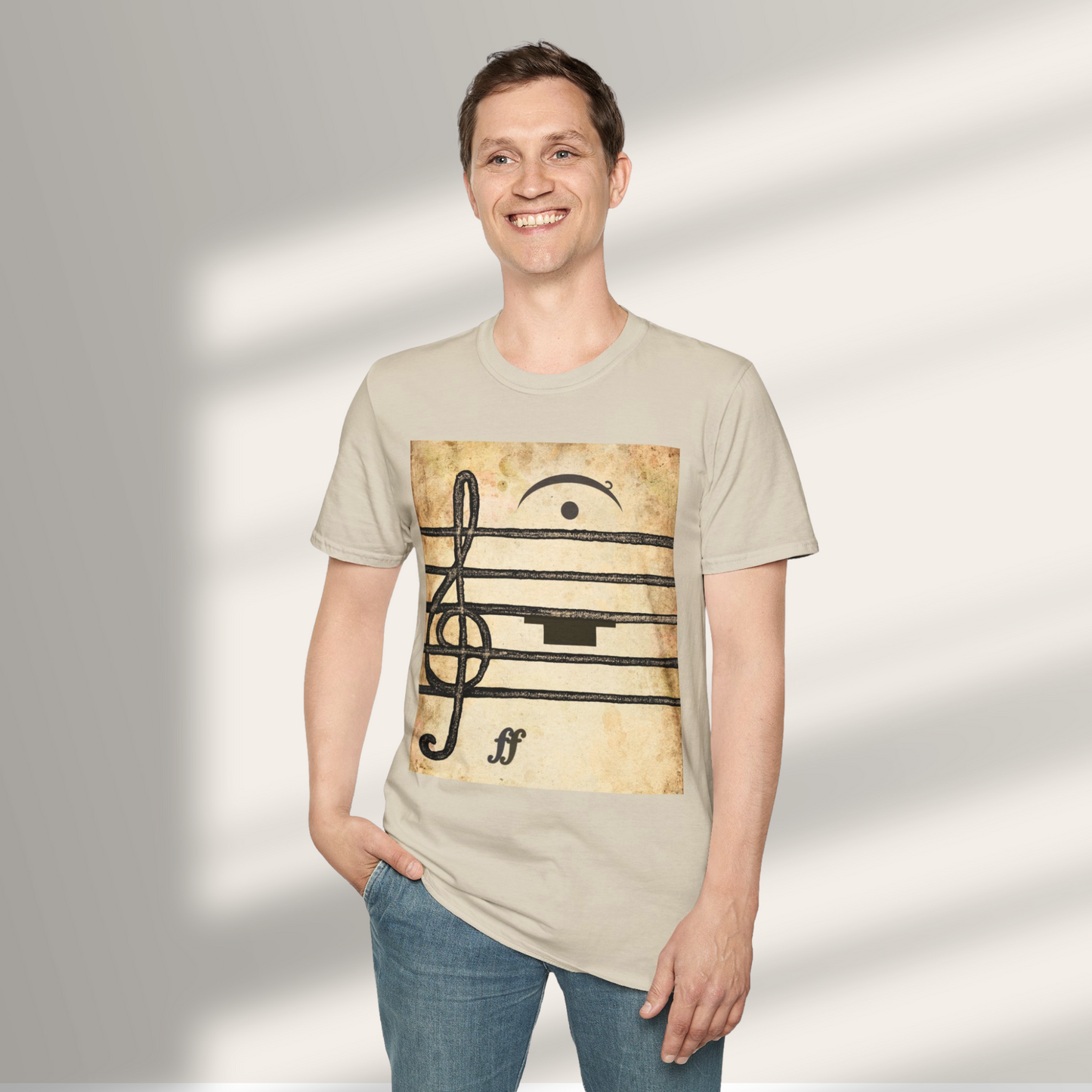 Cotton Musician Tee Shirt Design Music Note Staff Line Art Style Casual Wear Treble Clef Symbol Shirt Gift Idea For Musician Fashion Wear