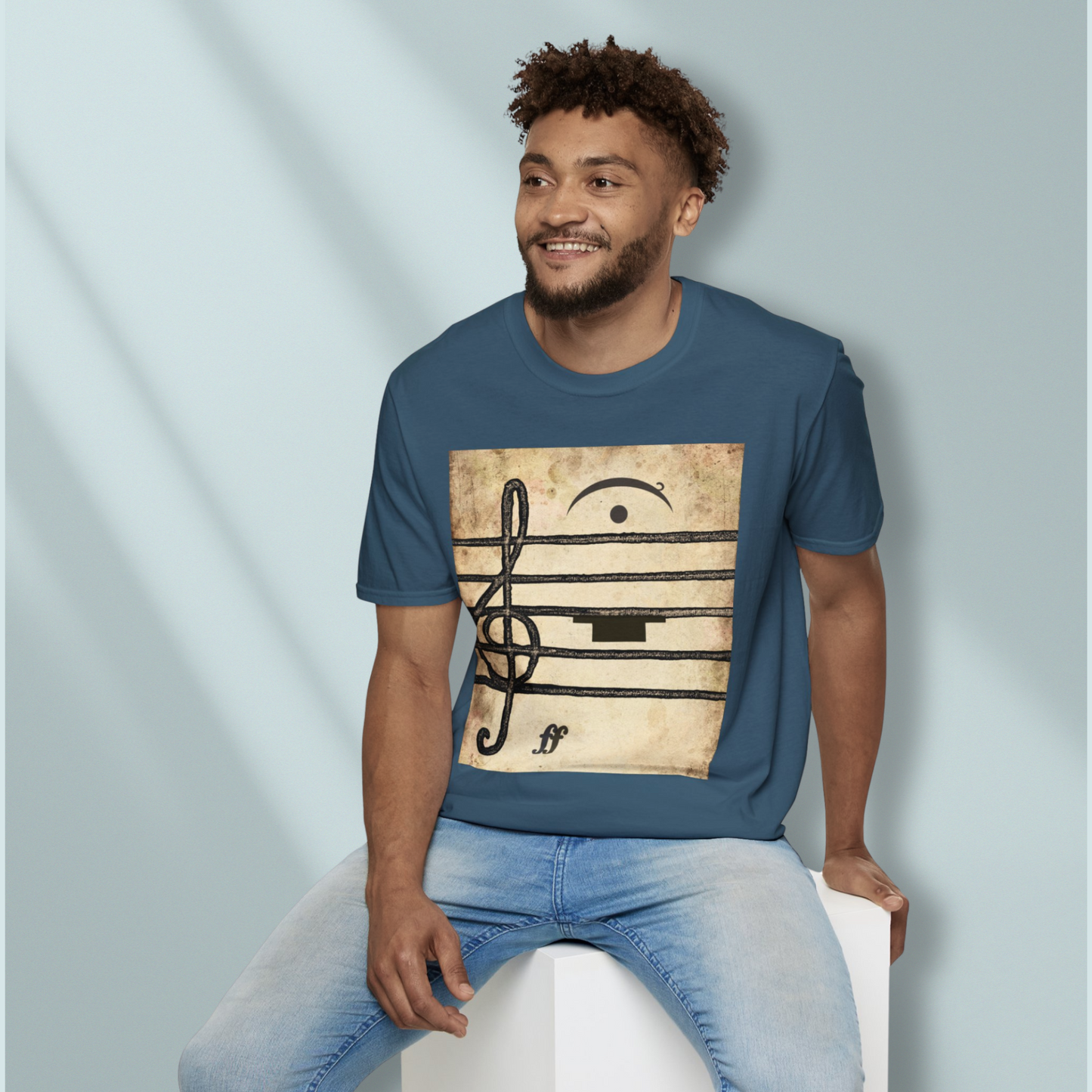 Cotton Musician Tee Shirt Design Music Note Staff Line Art Style Casual Wear Treble Clef Symbol Shirt Gift Idea For Musician Fashion Wear