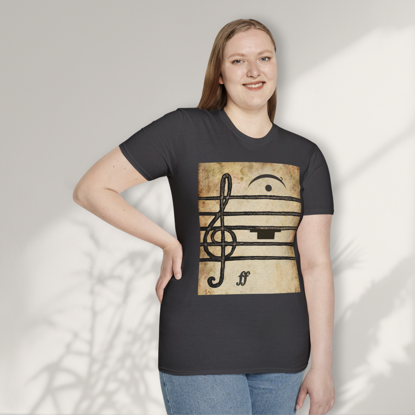 Cotton Musician Tee Shirt Design Music Note Staff Line Art Style Casual Wear Treble Clef Symbol Shirt Gift Idea For Musician Fashion Wear
