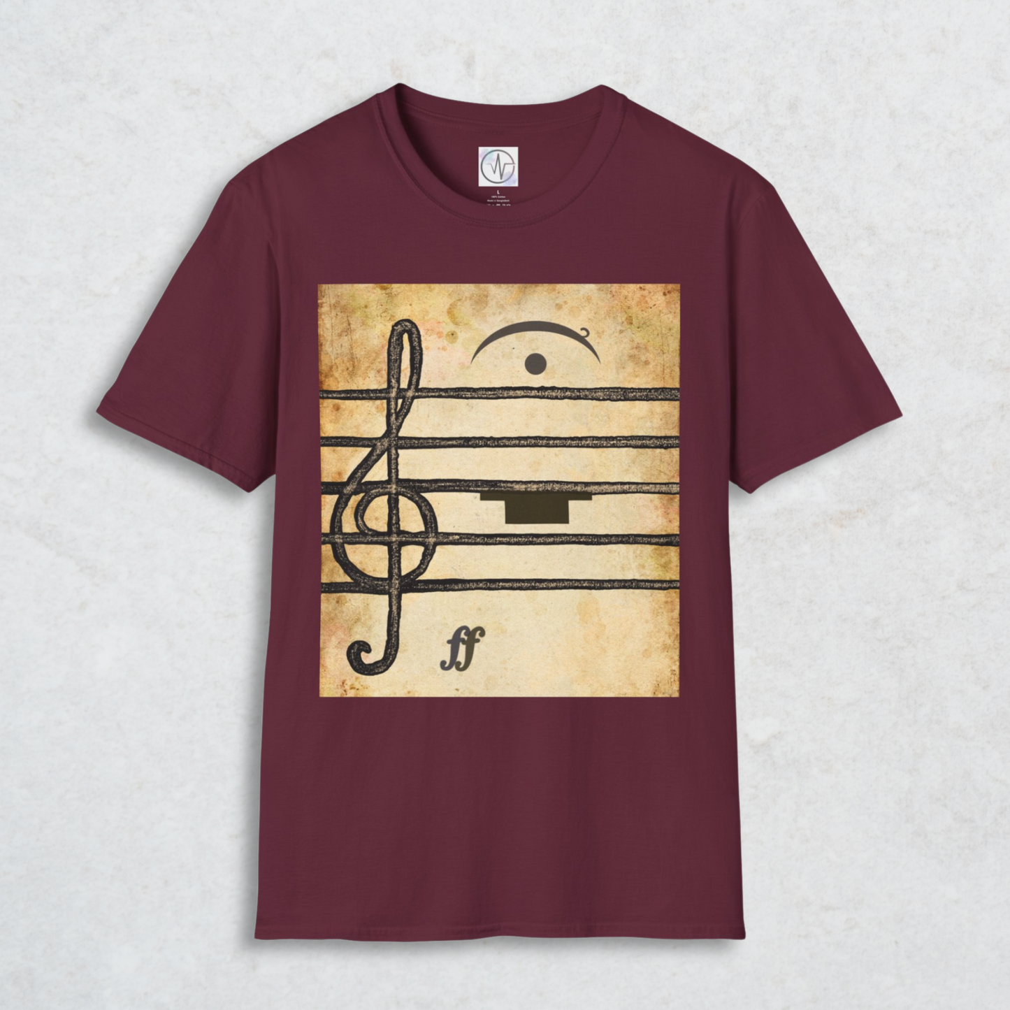 Cotton Musician Tee Shirt Design Music Note Staff Line Art Style Casual Wear Treble Clef Symbol Shirt Gift Idea For Musician Fashion Wear
