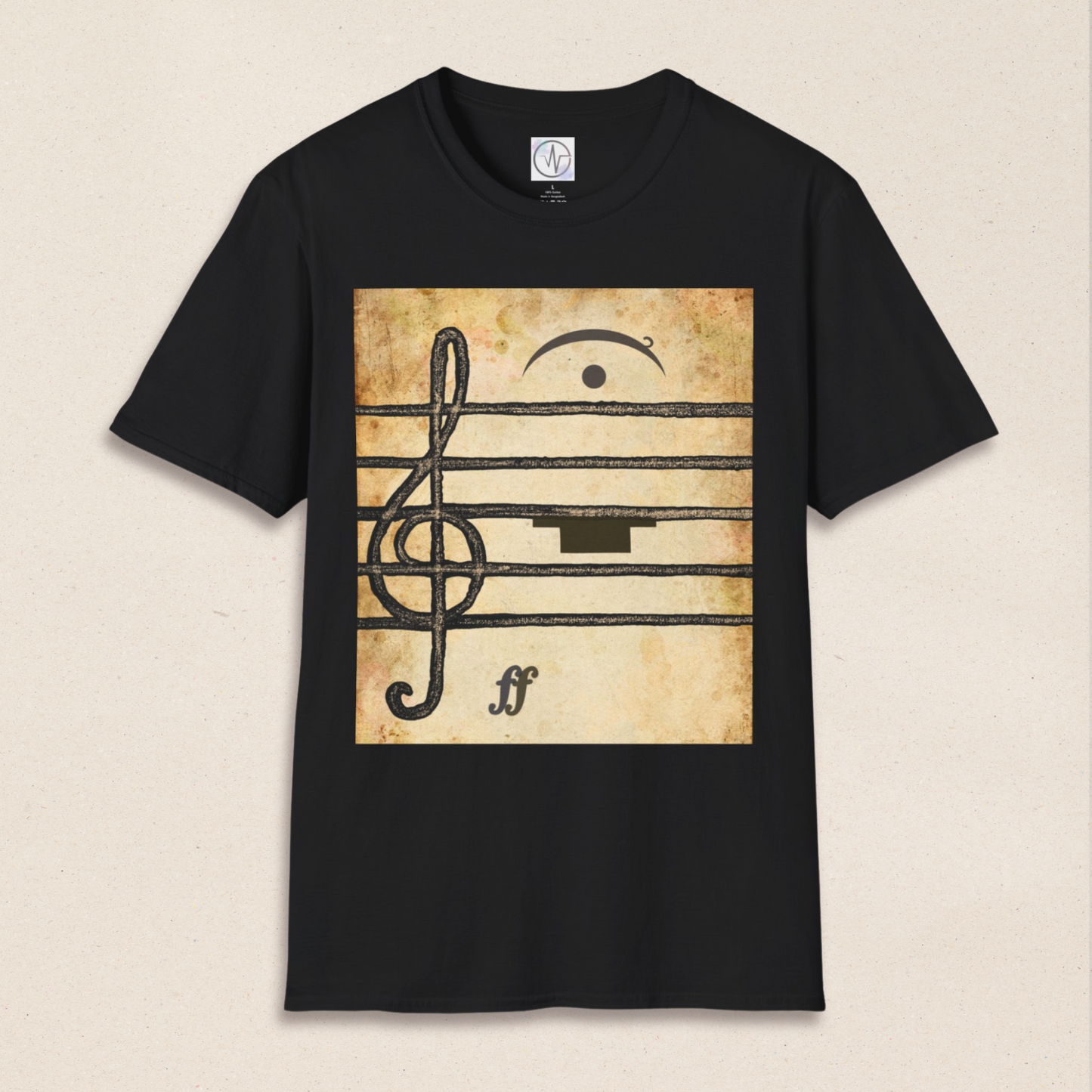 Cotton Musician Tee Shirt Design Music Note Staff Line Art Style Casual Wear Treble Clef Symbol Shirt Gift Idea For Musician Fashion Wear