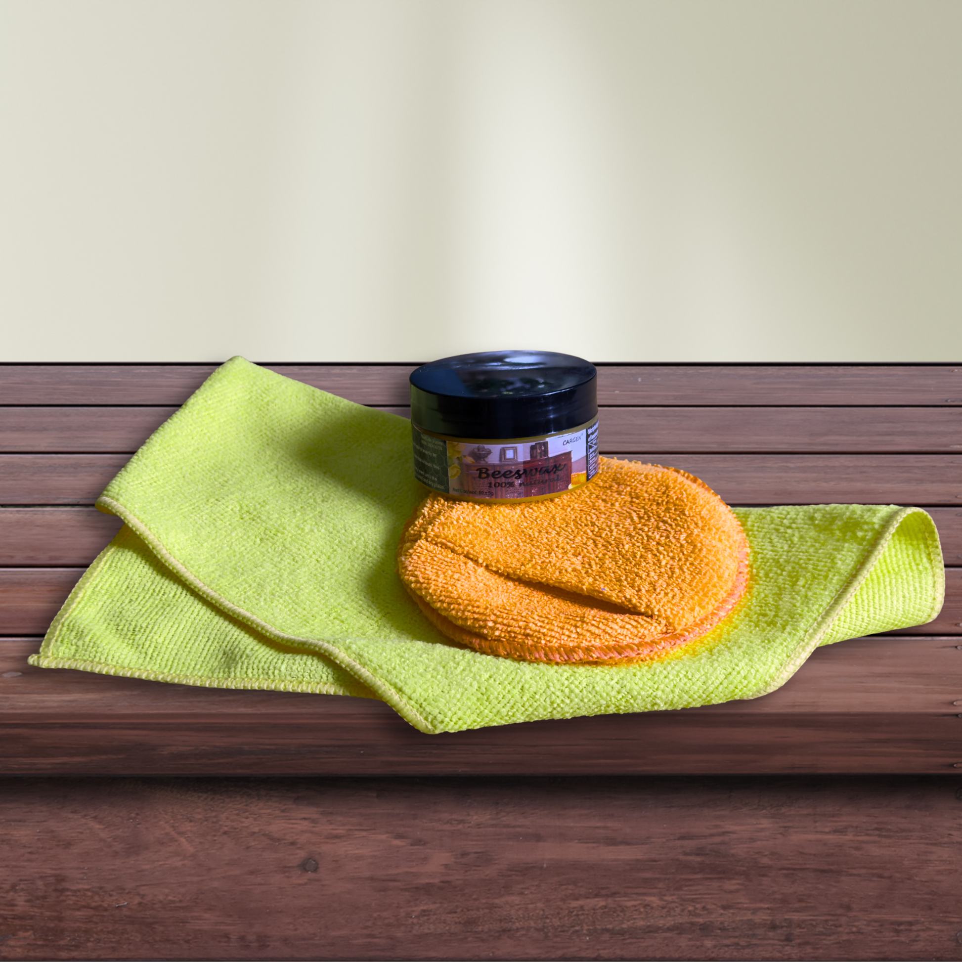 Wood polishing kit application on handcrafted furniture