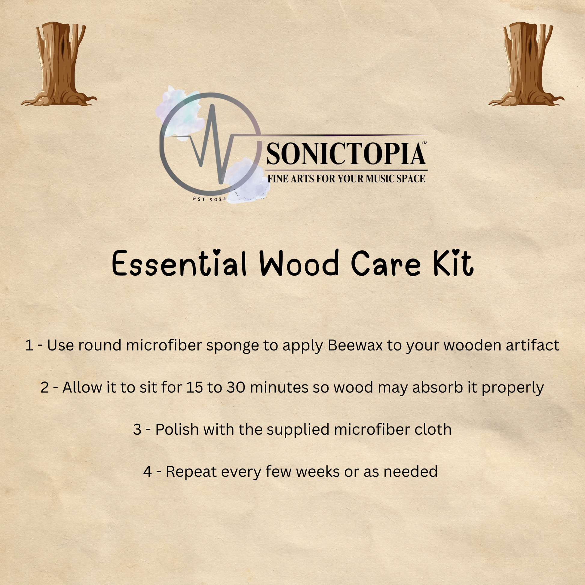 Application instructions for natural wood polish and wax