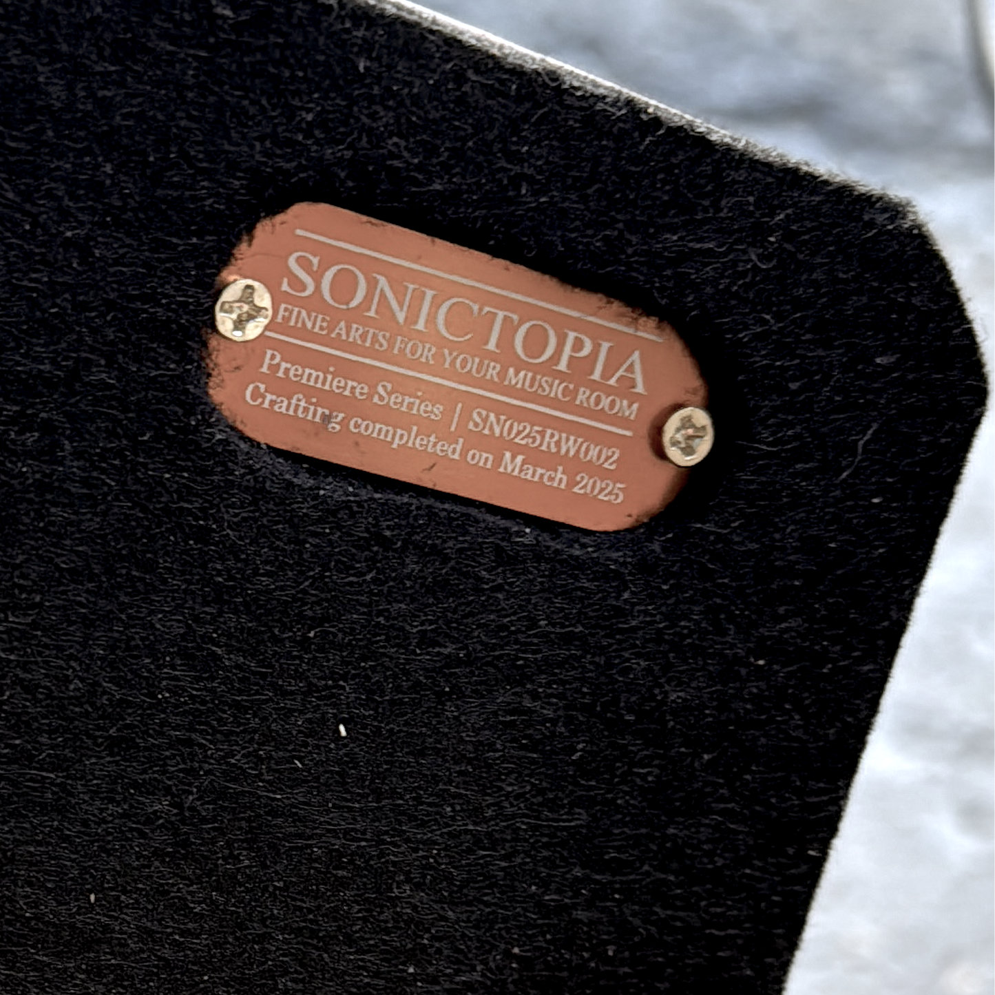 Serialized plaque on limited edition headphone stand