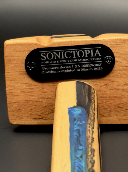 Exotic Woods Headphone Stand with Abalone Inlay - Handmade Studio Decor | Great Gift for Audiophile, Producer, DJ, Gamer, Art Collector