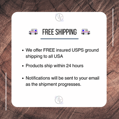Free shipping information card on a wooden background