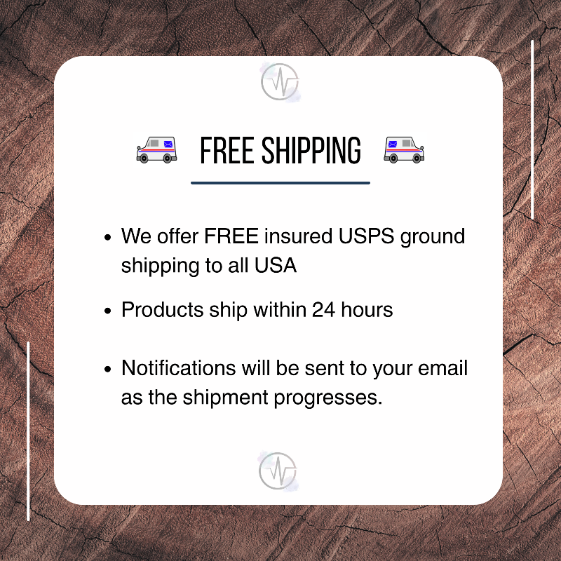 Free shipping information card on a wooden background