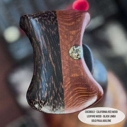 Cocobolo Wooden Headphone Stand Handcrafted with Abalone Inlay and Tribal Design for Music Studio DJ Gamer and Audiophile Great Decor Gift