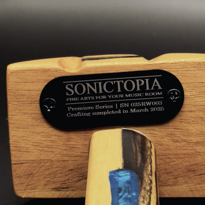 Rosewood headphone stand with premium finish detail