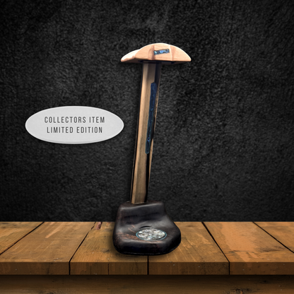 Rosewood headphone stand in music producer studio