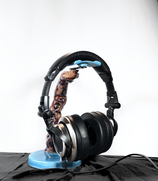 Exotic Woods Headphone Stand with Abalone Inlay - Handmade Studio Decor | Great Gift for Audiophile, Producer, DJ, Gamer, Art Collector
