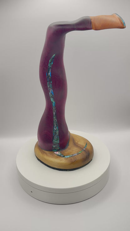 Exotic Woods Headphone Stand with Abalone Inlay - Handmade Studio Decor | Great Gift for Audiophile, Producer, DJ, Gamer, Art Collector